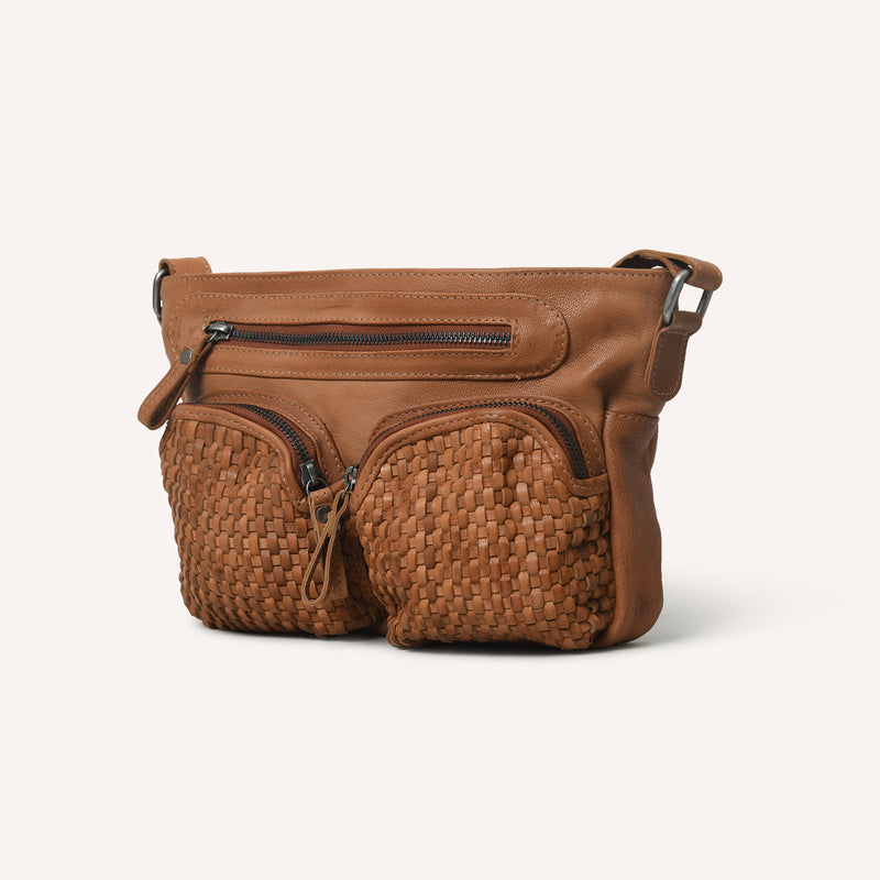 Amora Crossbody Woven Cognac