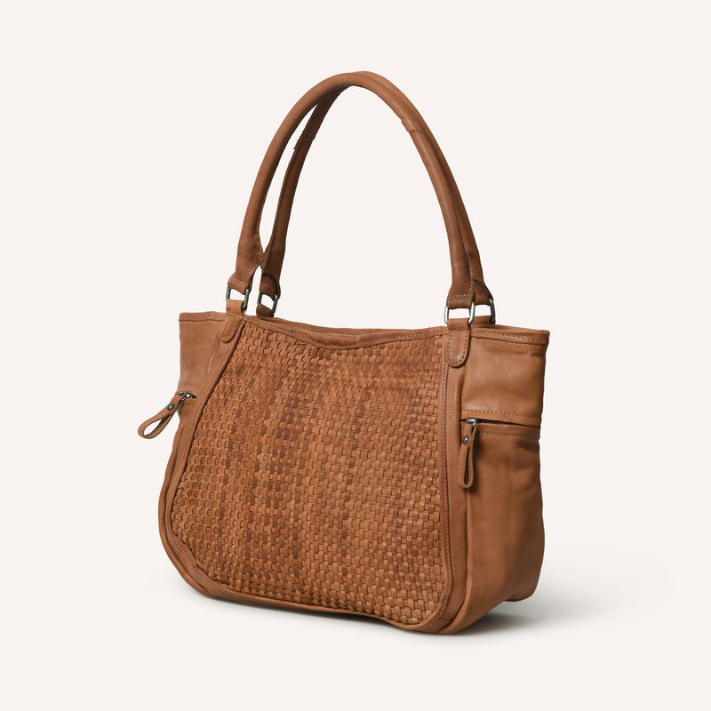 Astrid Shopper Woven Cognac