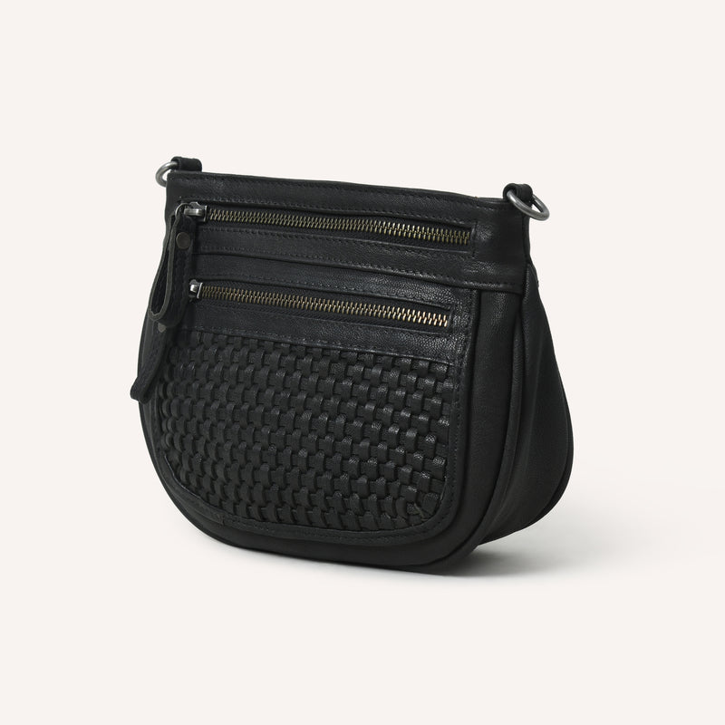 Angelina Crossbody Woven Black