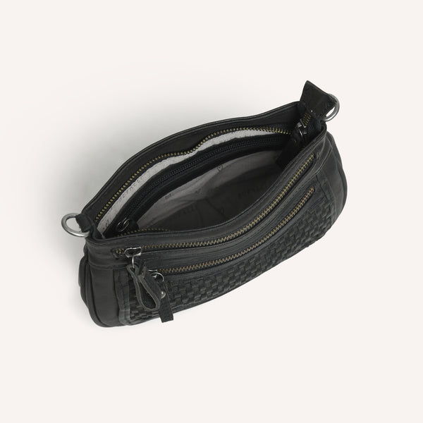 Angelina Crossbody Woven Black